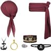 Alaoo Kit Accessori Pirata,Capitano Pirata Costume Accessori | con Cintura Bandana Collana Maschera per Gli Occhi, Accessori per Costume da Pirata per Halloween Carnevale Festa