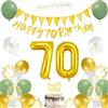 AUAUY Decorazioni Compleanno 70 Anni, Decorazioni a Tema Verde e Oro | Include Striscione per il 70° Compleanno, Palloncini, Fascia, Bandierine, Decorazione per Torta, Nastro, per Donna & Uomo