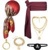 Alaoo Kit Accessori Pirata,Capitano Pirata Costume Accessori | con Cintura Bandana Collana Maschera per Gli Occhi, Accessori per Costume da Pirata per Halloween Carnevale Festa