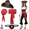 Alaoo Kit Accessori Pirata,Capitano Pirata Costume Accessori | con Cintura Bandana Collana Maschera per Gli Occhi, Accessori per Costume da Pirata per Halloween Carnevale Festa