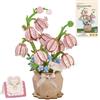 ROBOTIME Mughetto Rosa Puzzle 3D in Legno, Fiori Artificiali da Costruire per Adulti, Kit DIY con Vaso, Decorazione per la Casa, Idea Regalo per Festa della Mamma e San Valentino
