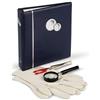Leuchtturm 347925 Set Iniziale di 4 Pezzi - Album per Monete NUMIS incl. 5 custodie, Lente di ingrandimento per Monete, Guanti per Monete e pinzette per Monete