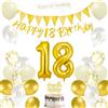 AUAUY Decorazioni Compleanno 18 Anni, Decorazioni a Tema Color Crema | Include Striscione per il 18° Compleanno, Palloncini, Fascia, Bandierine, Decorazione per Torta, Nastro, per Donna & Uomo