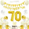 AUAUY Decorazioni Compleanno 70 Anni, Decorazioni a Tema Color Crema | Include Striscione per il 70° Compleanno, Palloncini, Fascia, Bandierine, Decorazione per Torta, Nastro, per Donna & Uomo