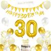 AUAUY Decorazioni Compleanno 30 Anni, Decorazioni a Tema Color Crema | Include Striscione per il 30° Compleanno, Palloncini, Fascia, Bandierine, Decorazione per Torta, Nastro, per Donna & Uomo