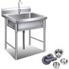 Romyqpipy Lavello Esterno Singolo, Lavello Utilitario Autoportante In Acciaio Inox Con Supporto Rubinetto, Altezza Gambe Regolabile, Lavello Da Cucina Commerciale Per Ristorante Lavanderia Garage