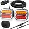 AUTOUTLET 42 LED Fanali Posteriori LED per Rimorchio 7 Poli,12V/24V,E9 | Kit Luci Rimorchio con Cavo da 7,5 Metri,Impermeabili IP65,per Caravan/Rimorchio/Roulotte-Montaggio a Vite
