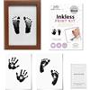 Ai Bei Parent Co. Impronta Mani e Piedi Neonati di Mani e Piedi Inchiostro Regalo per la nascita di un bambino cuscinetto del timbro timbro inchiostro pulito senza tocco touch Set da 3 pezzi con cornice (Nero)