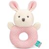 FLUFFYFUN 100% Cotone Biologico Sonaglio Neonato (Coniglio rosa) | 100% Cotone Biologico Dentro e Fuori - Certificato OEKO-TEX - Viso Ricamato a Mano - Morbido e Delicato