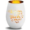 CREATCABIN Lanterna Vetro Scritta Portacandele Vetro Incisione Regali per Donne Lanterna Natalizia Vetro Luci Lutto Schön Dass Es Dich Gibt! Regali per Funerali 8.6x11.6cm