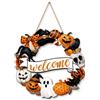 BCZR 1 Pezzi Cartello di Benvenuto da Appendere alla Porta di Welcome-Halloween,Targa in Legno per Casa,Scuola,All'Aperto,Casa Infestata