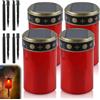 GAOUTO Set di 4 luci funebri a LED solari con picchetto, candele da cimitero da esterno impermeabili a energia solare con sensore di luce, 7 x 12 cm