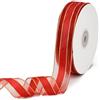 CABODYALS 45.72M 25mm Nastro Organza Bordeaux Bordo Oro Nastro Nylon Trasparente Trasparente Morbido Liscio Maglia Voile Nastri Rotoli con Bobina per Incartare Regali Natale Capelli Treccia Matrimonio