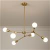 TEKHOME Lampadario Moderno a 6 Luci E27, Design Bracci Regolabili, Metallo Oro, Ideale per Soggiorno Cucina Camera da Letto - A45-6