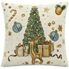 Vionara Home Cuscino Decorativo Natalizio in tessuto Gobelin Piazzato, Cuscino con motivo Natale, Imbottitura siliconata inclusa, 42 x 42 cm, 100% Made in Italy (Albero, Cuscino 42 x 42 cm)