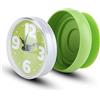 NIKOU Orologio da Doccia Impermeabile, Orologio a Ventosa per Specchio da Parete per Bagno(Verde)