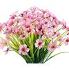 JEMONG 12 fasci di fiori artificiali per esterni, resistenti ai raggi UV, non sbiadiscono, in plastica sintetica, per decorare giardini, portici, finestre, fioriere (rosa)