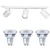 Philips Idris Faretto (Bianco) - 3 luci - Non dimmerabile | Faretto da soffitto per bagno - GU10 - Bianco caldo