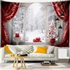 Chickwin Arazzo da Parete 3D Natalizio Arazzo, Parete per Camino Arazzo da Parete Grande Telo Natalizio per Parete Decorazione da Parete Decorazioni Natalizie (200x150cm,Finestra)