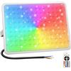 CREATESTAR Faretto LED RGB da Esterno 200W, Faretti Led Esterni con Telecomando | RGB faretto led esterno Senza Spina IP66 Impermeabile Faro Esterno per Giardino Feste Palco Cortile Partito