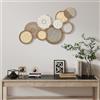 HOMCOM Decorazione Murale Moderna in Legno 83,8x44,5 cm Legno Naturale | Scultura Murale Geometrica, Design Unico Multi-Disco, Decorazione Sospesa, Soggiorno, Camera da Letto, Ufficio