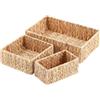 YheenLf Set da 3 Cesto Portaoggetti, Scatola Contenitore con Maniglia | Cestini Intrecciato,Giacinto d'Acqua,Cestino in Vimin,Organizer Armadio,per Vestiti,11x20x9cm/20x20x9cm/23x36x10cm