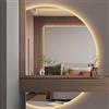 Generic Specchio da bagno a LED - Specchio da parete dimmerabile anti-appannamento, semicerchio senza cornice, specchio decorativo per il trucco, a prova di esplosione