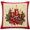 Vionara Home Cuscino Decorativo Natalizio in tessuto Gobelin Piazzato, Cuscino con motivo Natale, Imbottitura siliconata inclusa, 42 x 42 cm, 100% Made in Italy (Candela, Cuscino 42 x 42 cm)