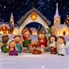 Ulable Set di 12 presepe di Natale con Maria Giuseppe Gesù Bambino, 3 Re, Pastori e angeli, statuette in resina per decorazione da tavolo, decorazione natalizia per soggiorno, regalo