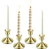 Cryptadg 4 Pezzi Taper Portacandele, Colore Rame Naturale Candelabro | Retrò, Metallo, Candeliere per Candele Coniche da 2.2cm, Adatto per Soggiorno, Sala da Pranzo, Sala Riunioni, Caminetti