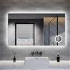 SUNXURY Specchio da bagno a LED, 120 x 70 cm, con illuminazione, 3 modalità di colore, presa, 3 x lente d'ingrandimento, anti appannamento e interruttore touch
