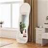 BIYFSDS Grande specchio ondulato, 160 x 50 cm, specchio da parete con flanella bianca, da appendere o inclinare, per soggiorno, camera da letto (bianco-3, 160 x 50 cm)
