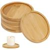 oumanschak YAKLEE 6 Pezzi Portacandele e Sottobicchieri Rotondi in Legno per Candele, Decorazioni