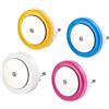 Wafuesh Luce notturna LED 4 PCS con sensore di crepuscolo - Funzione di attenuazione automatica, design compatto ed energico per camera, bagno, cucina e corridoio, luce indiretta lenitiva