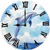 Geroclonup Orologi da parete Delfino Orologio digitale senza ticchettio Cucina Orologio silenzioso per anziani Casale Soggiorno Bagno 25 cm