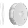 QBXMY7 Filo invisibile, 0,25 mm x 300 m, filo di nylon trasparente, con 3 aghi per | Filo invisibile, filo trasparente, filo per perline, filo da pesca per appendere artigianato, decorazioni, cucito, hobby