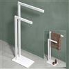Mai & Mai Porta Asciugamani Bagno da Terra a 2 Bracci, Bianco Opaco | Portasciugamani in Acciaio per Bagno, Antiruggine, Tavrin-02