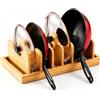 Homeily Organizer per coperchi in bambù, organizer per pentole e padelle, per armadietti e banconi della cucina, riutilizzabile, per coperchi di pentole, padelle, taglieri e fogli da forno, piatti