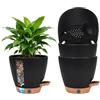 NARYVORA Set di 3 Vaso Autoirrigante 15cm, Vasi per Piante in Plastica | Vaso Fiori con Sottovaso Marrone e Indicatore Livello Acqua, Vaso per Piante da Interno e Esterno per Orchidee, Nero