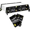 Lovesmile Tovaglia di Plastica Nera, 3 Pezzi, 274 × 137CM, per Feste di Compleanno, Picnic e Raduni (Riutilizzabile)