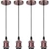 CRENDOF 4 portalampada E27, in metallo, con supporto da soffitto con cavo, regolabile in altezza, cavo in tessuto da 100 cm, per stile industriale, cucina, bar e soggiorno (rosso vintage)