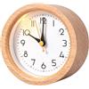 Thryvix Sveglia analogica silenziosa, Orologio da tavolo senza ticchettio con luce notturna, in ABS effetto legno, funzionamento a batteria, per camera da letto, ufficio, bambini e viaggio