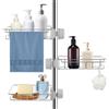 JIANGZHIB 3 mensole per doccia senza fori, in acciaio inox, per asta doccia, 18-27 mm, 2 misure, per cestino doccia e portasapone, supporto per shampoo, organizer per doccia (argento)