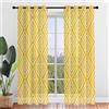 Hiseng 2 Pezzi Tende Voile Trasparente, Decorativi Sheer Tenda per Soggiorno Camera Cameretta Balcone Finestra e Interni, Semi Trasparente Tenda Leggera (140x275cm,Diamante Giallo)