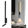 HAOZIWEI Applique LED Lineare 33.5 Nera - Illuminazione d'Ambiente 10W con Faretti Orientabili 3W, Lampada da Parete Barra Lunga, Luce da Parete per Soggiorno, Camera da Letto, Lettura, 3000K