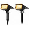 kolpop 2 Pcs/77 LED Faretti Solari LED da Esterno, 3 Modalità IP65 Impermeabile Lampade Solari da Giardino, 800lm 3000K Faretto Solare per Cortile, Patio, Vialetto, Alberi, Piscina (Bianca Calda)