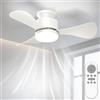 Airwit 71cm Ventilatore Soffitto con Luce e Telecomando Silenzioso, Piccolo | Montaggio a filo, 6 velocità, LED dimmerabile, Motore DC Reversibile per camera da letto, cucina e e piccoli spazi, bianco