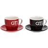 BRISA VW Collection - GTI Tazzine Espresso Set da 2 in Ceramica | Volkswagen Servizio Caffè, Lavabile in Lavastoviglie, 2 tazze e 2 piattini, 100 ml, Rosso/Nero