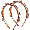 Suiyeejan Fascia per capelli con clip, 2 pezzi, cerchietti per capelli con mollette e denti, doppia frangia, per sport, fitness, uso quotidiano, per donne, bambini e ragazze, marrone