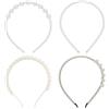 TRKETK 4 fasce per capelli con perle, bianche, comode, eleganti, alla moda e carine, con perle finte, accessori per capelli da sposa, per compleanni, feste, matrimoni